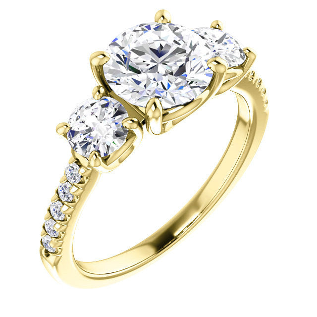 Round Brilliant Moissanite 3-Stone Engagement Ring