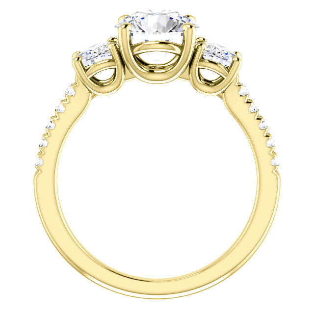 Round Brilliant Moissanite 3-Stone Engagement Ring