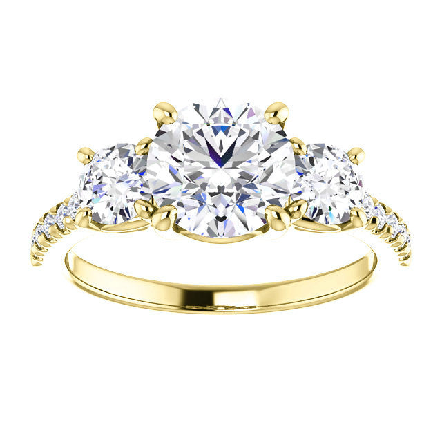 Round Brilliant Moissanite 3-Stone Engagement Ring