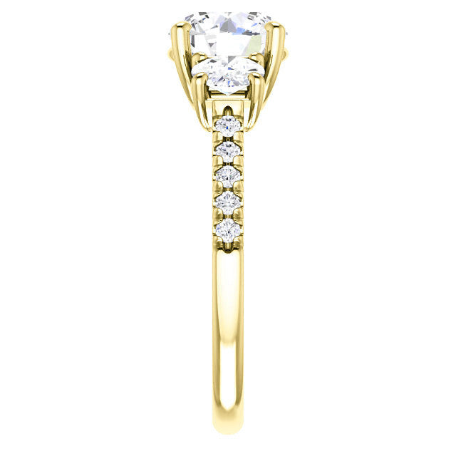 Round Brilliant Moissanite 3-Stone Engagement Ring