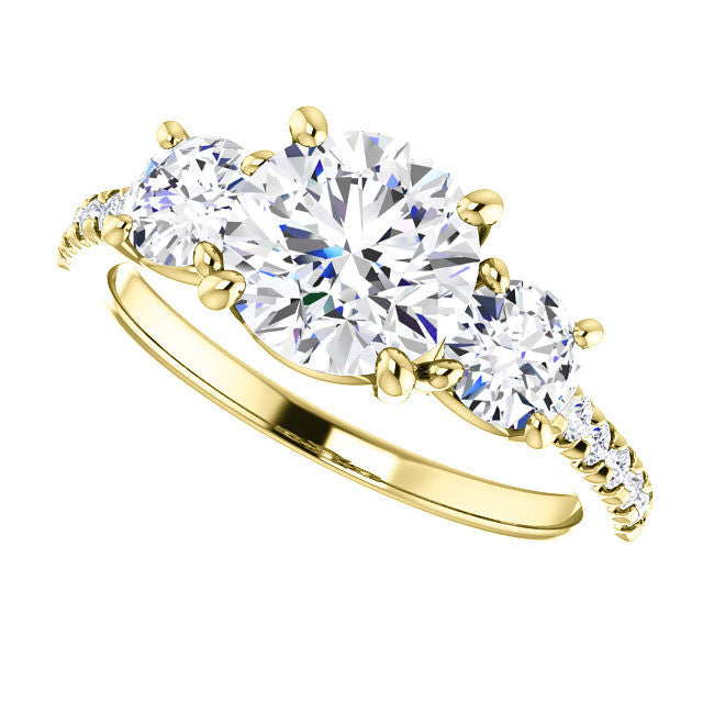 Round Brilliant Moissanite 3-Stone Engagement Ring