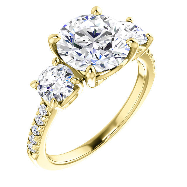 Round Brilliant Moissanite 3-Stone Engagement Ring