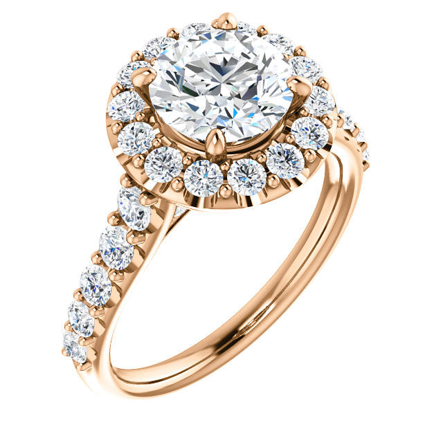 Round Cut Halo Cathedral Engagement Ring