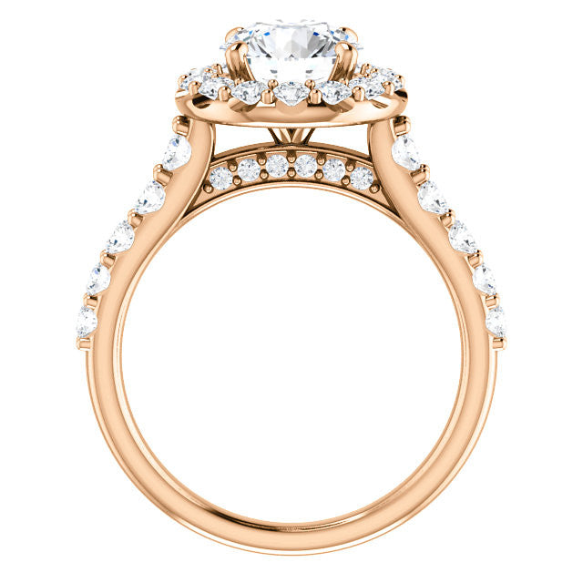 Round Cut Halo Cathedral Engagement Ring