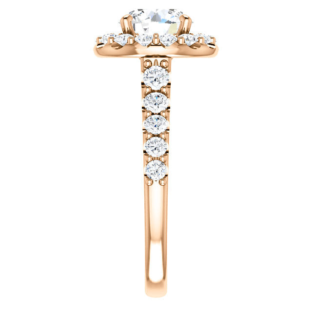 Round Cut Halo Cathedral Engagement Ring