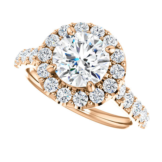 Round Cut Halo Cathedral Engagement Ring
