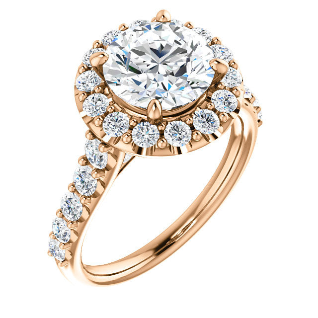 Round Cut Halo Cathedral Engagement Ring