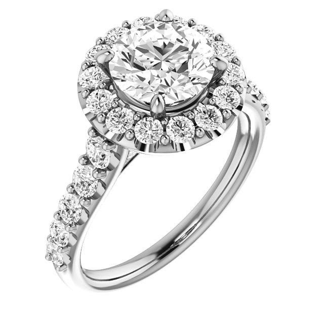 Round Cut Halo Cathedral Engagement Ring
