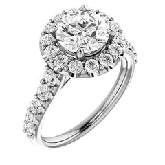 Round Cut Halo Cathedral Engagement Ring