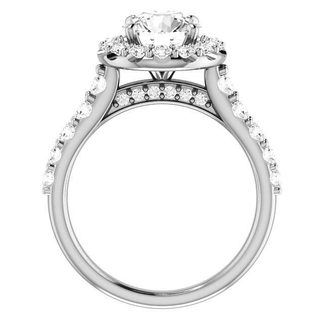 Round Cut Halo Cathedral Engagement Ring