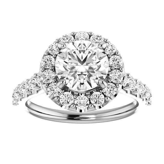 Round Cut Halo Cathedral Engagement Ring