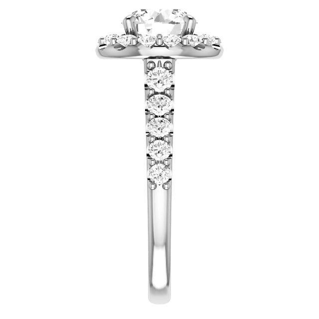 Round Cut Halo Cathedral Engagement Ring