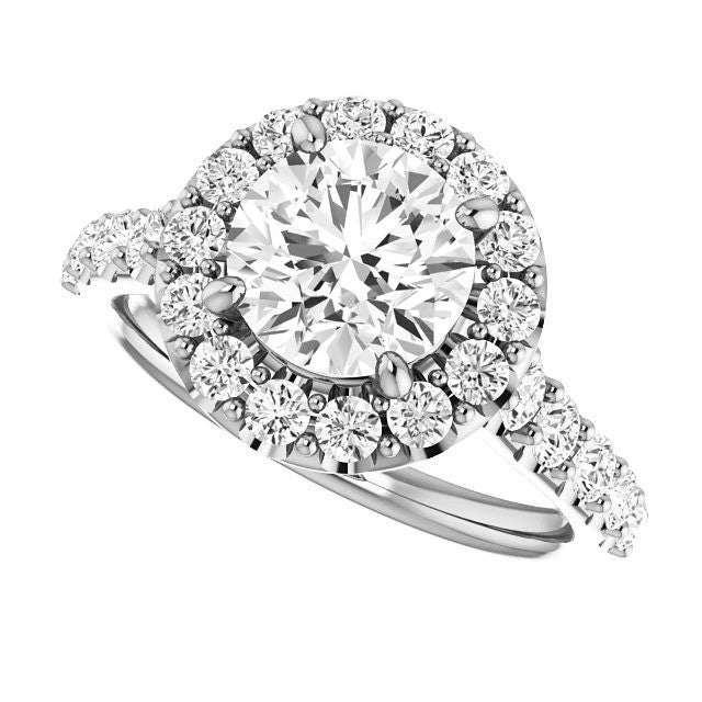 Round Cut Halo Cathedral Engagement Ring