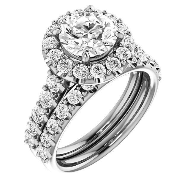 Round Cut Halo Cathedral Engagement Ring