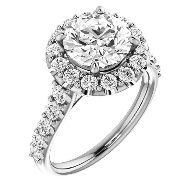Round Cut Halo Cathedral Engagement Ring