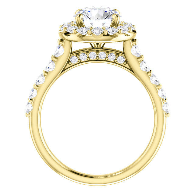 Round Cut Halo Cathedral Engagement Ring