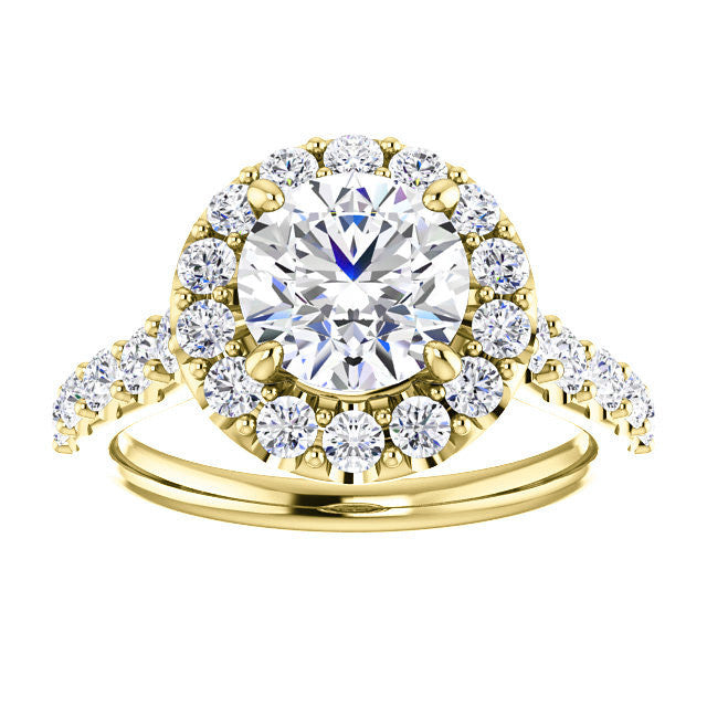 Round Cut Halo Cathedral Engagement Ring