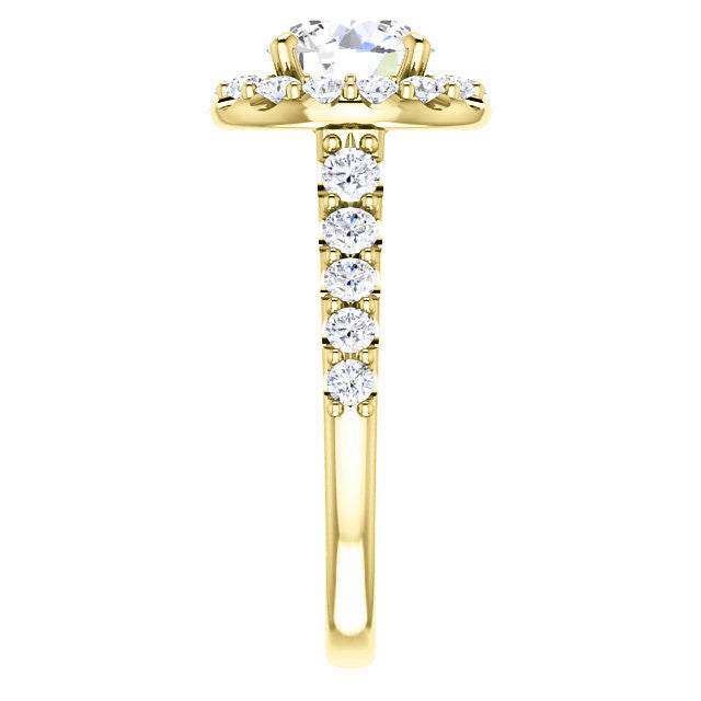 Round Cut Halo Cathedral Engagement Ring