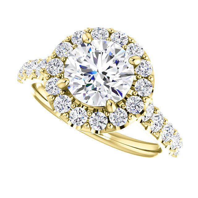 Round Cut Halo Cathedral Engagement Ring