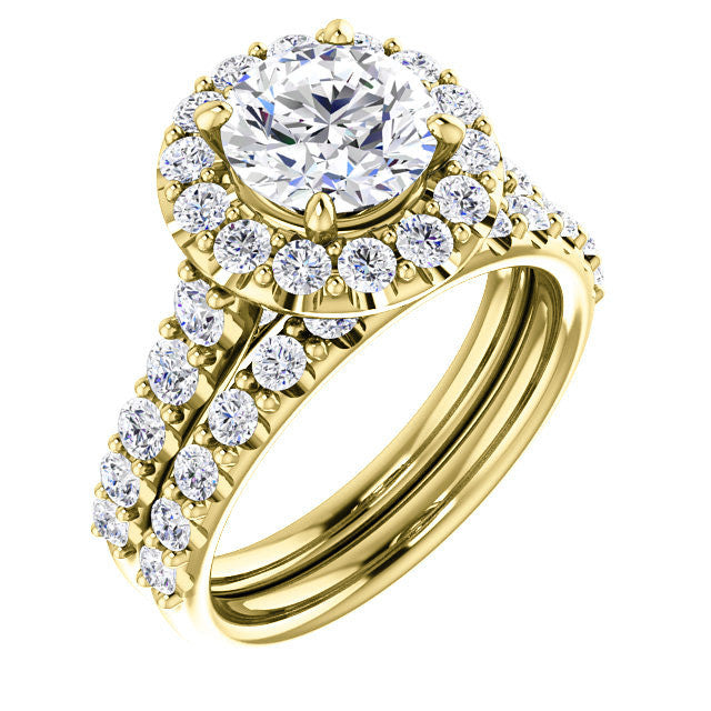 Round Cut Halo Cathedral Engagement Ring