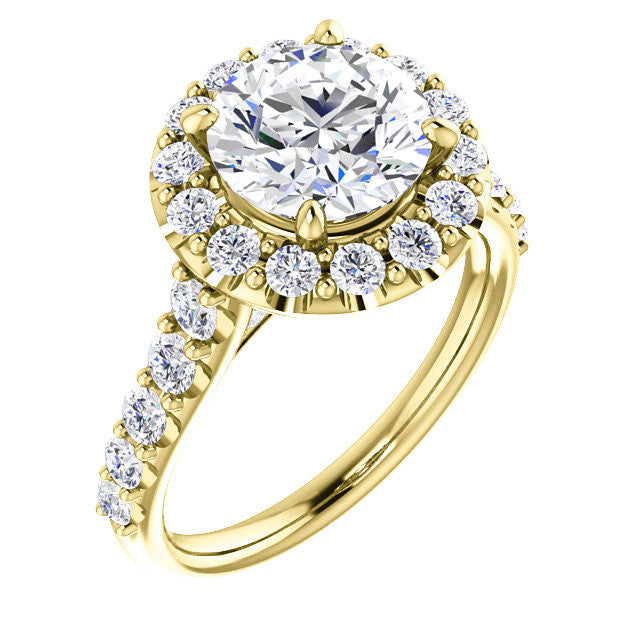 Round Cut Halo Cathedral Engagement Ring
