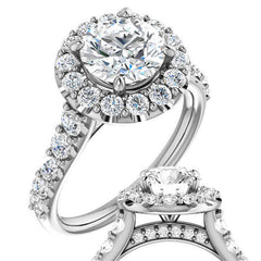 Round Cut Halo Cathedral Engagement Ring
