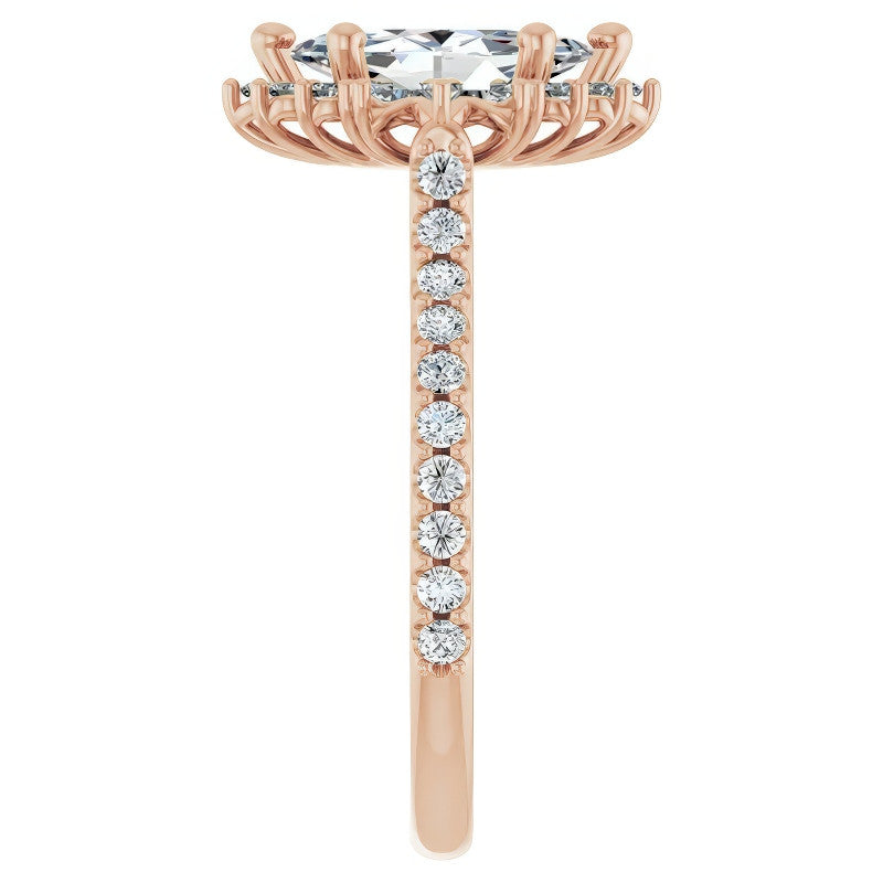 Marquise Halo Moissanite Cathedral Engagement Ring