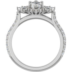 Marquise Halo Moissanite Cathedral Engagement Ring