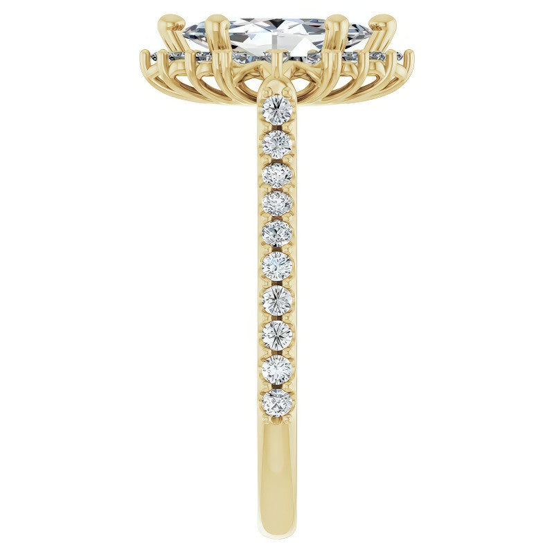 Marquise Halo Moissanite Cathedral Engagement Ring