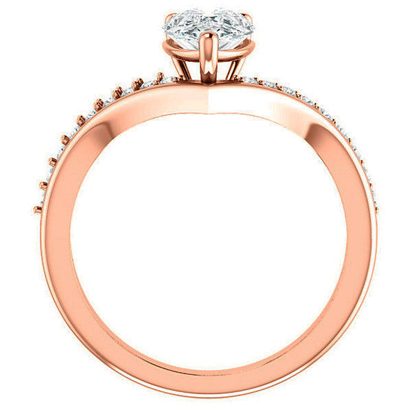 Pear Moissanite Asymmetrical Engagement Ring