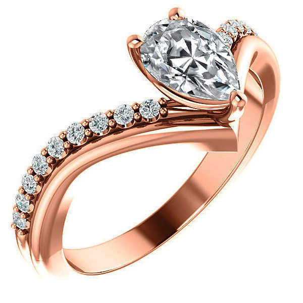 Pear Moissanite Asymmetrical Engagement Ring