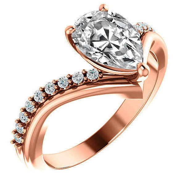 Pear Moissanite Asymmetrical Engagement Ring