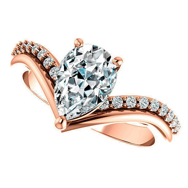 Pear Moissanite Asymmetrical Engagement Ring