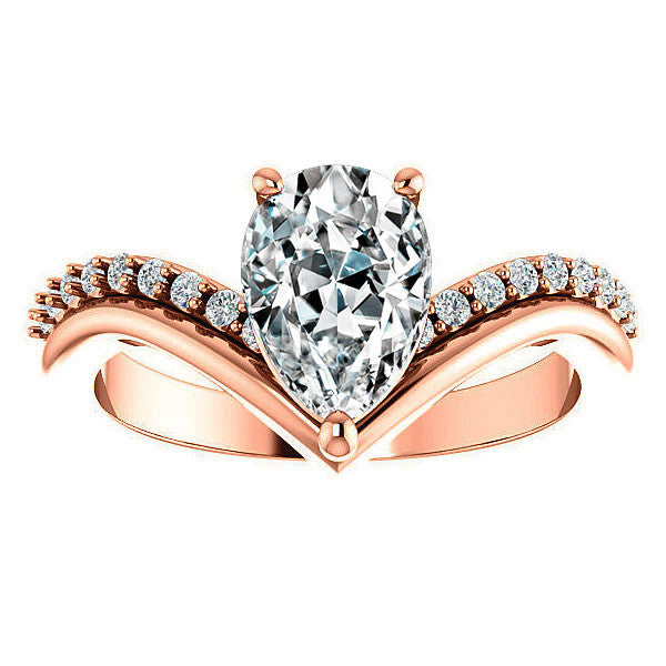 Pear Moissanite Asymmetrical Engagement Ring