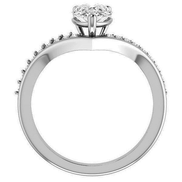 Pear Moissanite Asymmetrical Engagement Ring
