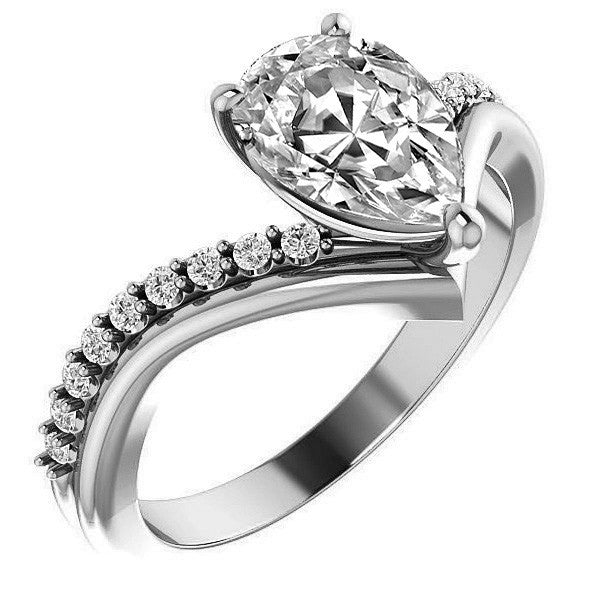 Pear Moissanite Asymmetrical Engagement Ring