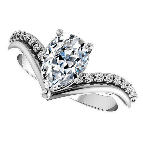 Pear Moissanite Asymmetrical Engagement Ring