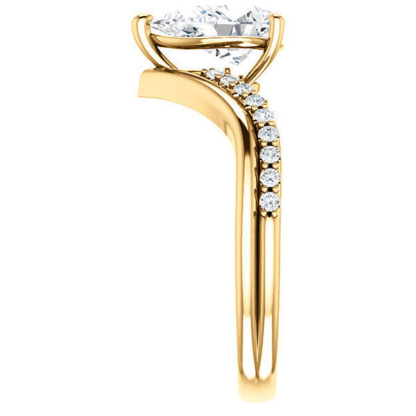 Pear Moissanite Asymmetrical Engagement Ring