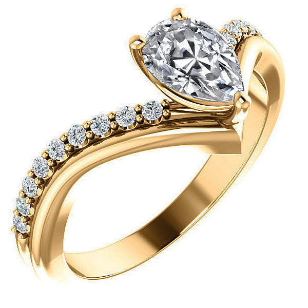 Pear Moissanite Asymmetrical Engagement Ring
