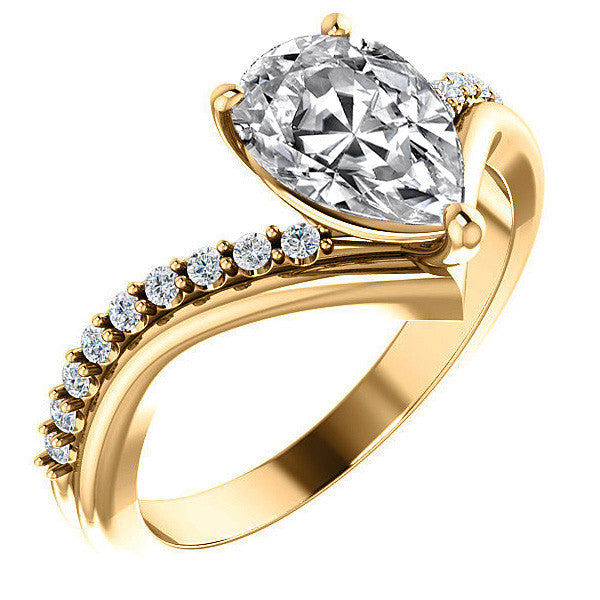 Pear Moissanite Asymmetrical Engagement Ring