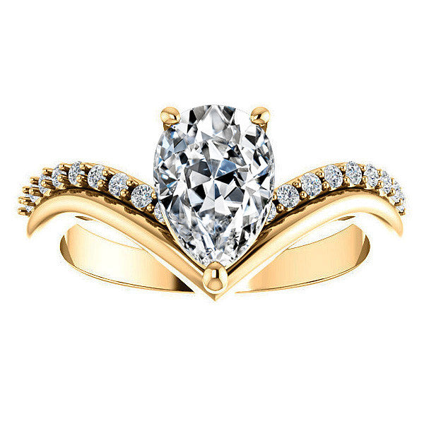 Pear Moissanite Asymmetrical Engagement Ring