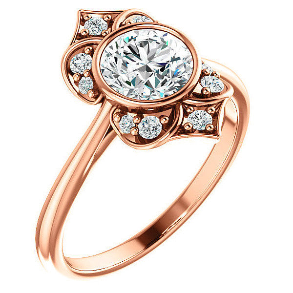Round Moissanite Unique Engagement Ring