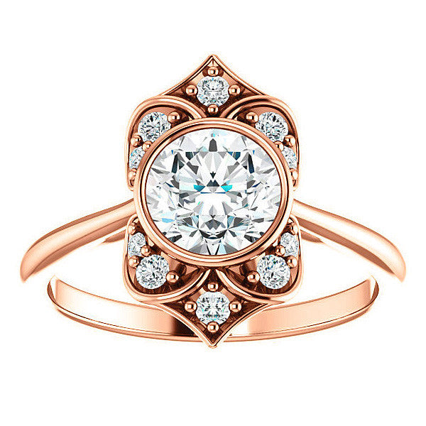 Round Moissanite Unique Engagement Ring