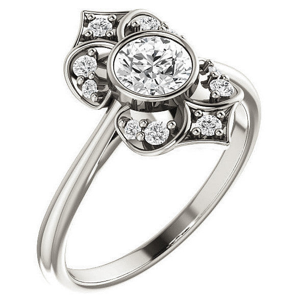 Round Moissanite Unique Engagement Ring