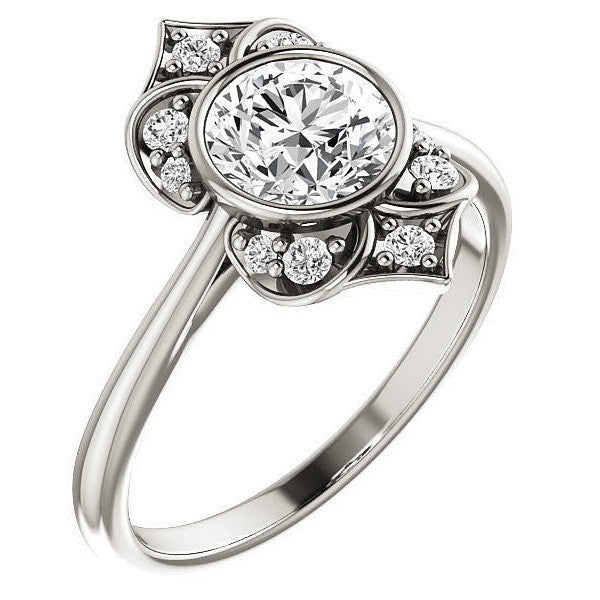 Round Moissanite Unique Engagement Ring