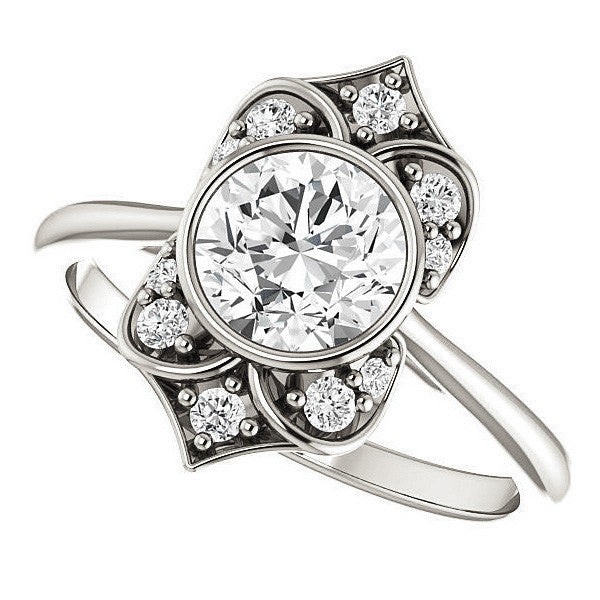 Round Moissanite Unique Engagement Ring