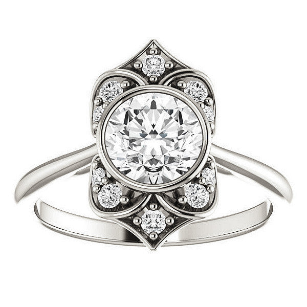 Round Moissanite Unique Engagement Ring
