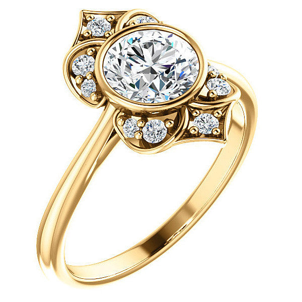 Round Moissanite Unique Engagement Ring