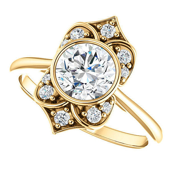 Round Moissanite Unique Engagement Ring