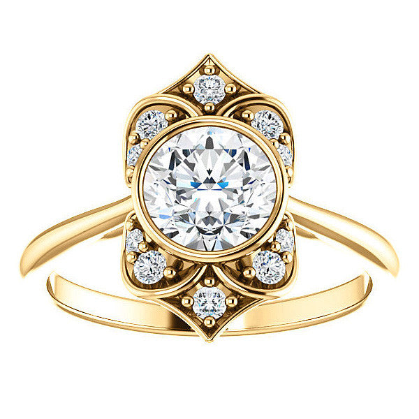 Round Moissanite Unique Engagement Ring